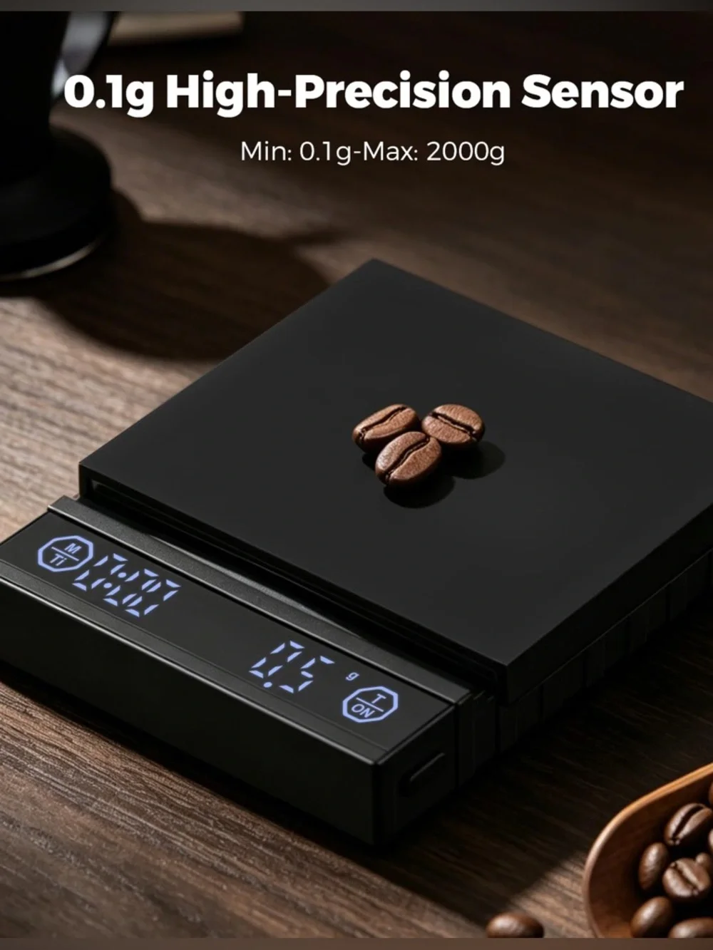 Mini Scale with Bright LED Display - Black